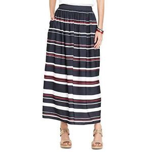Tommy Hilfiger preppy horizontal striped A Line maxi skirt with pockets size 4